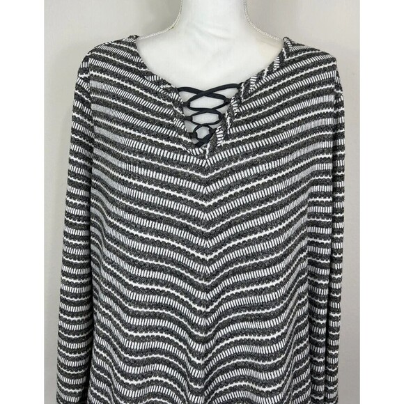 Avenue Dark Gray and White Stripe Pullover Sweater Plus Size 22/24 - Picture 9 of 12